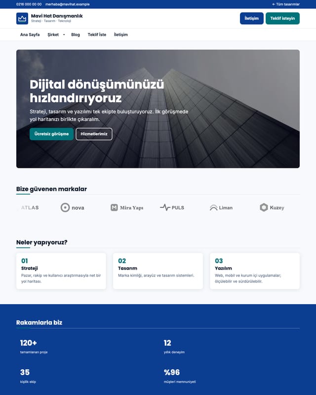 Mavi Hat ana sayfa ön görünümü