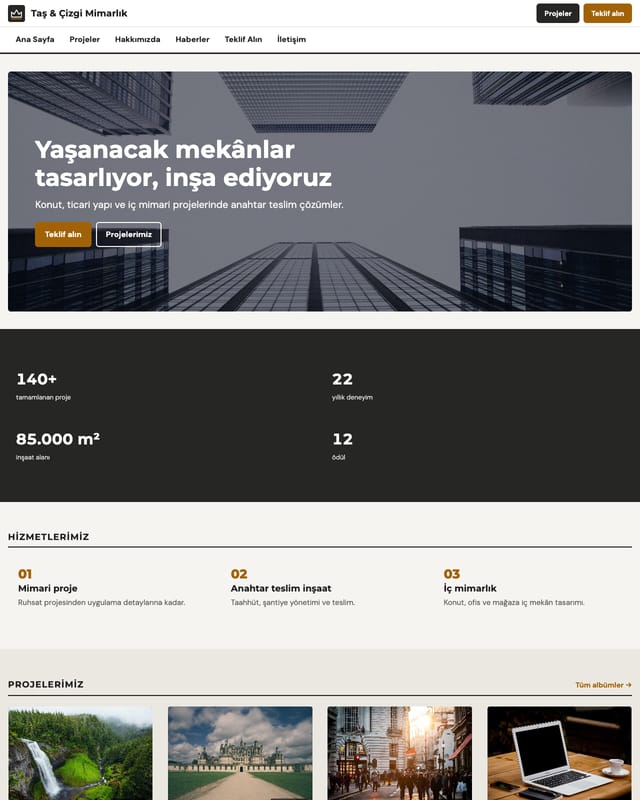 Taş & Çizgi ana sayfa ön görünümü